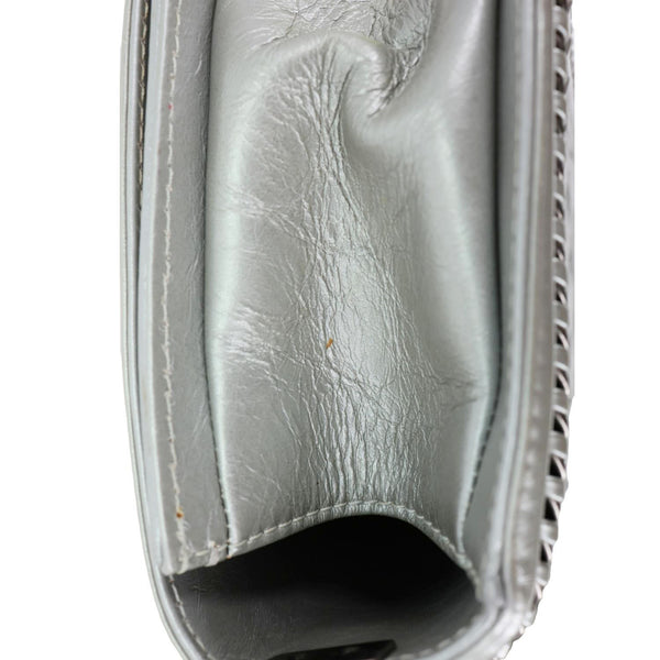 CHANEL Boy Flap Quilted Lambskin Leather Chain Around Top Handle Crossbody Bag Grey