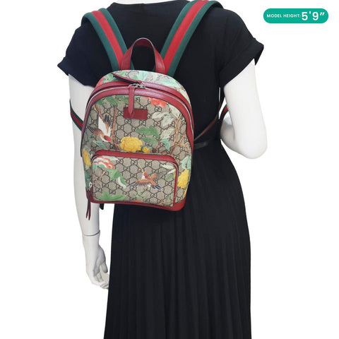 GUCCI Tian Animal Print GG Canvas Backpack Beige 427042