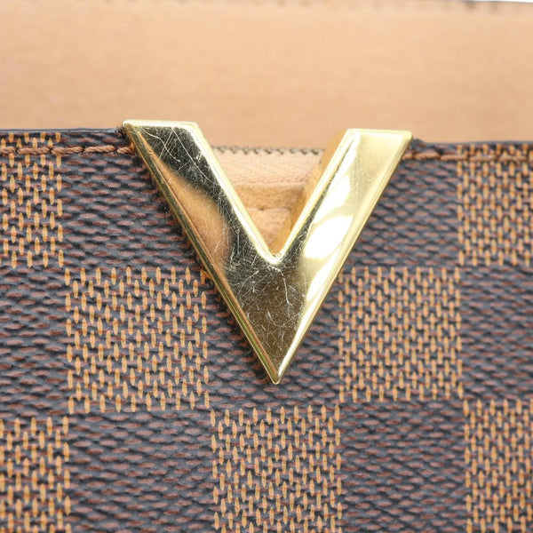 LOUIS VUITTON Kensington Damier Ebene Tote Bag Brown