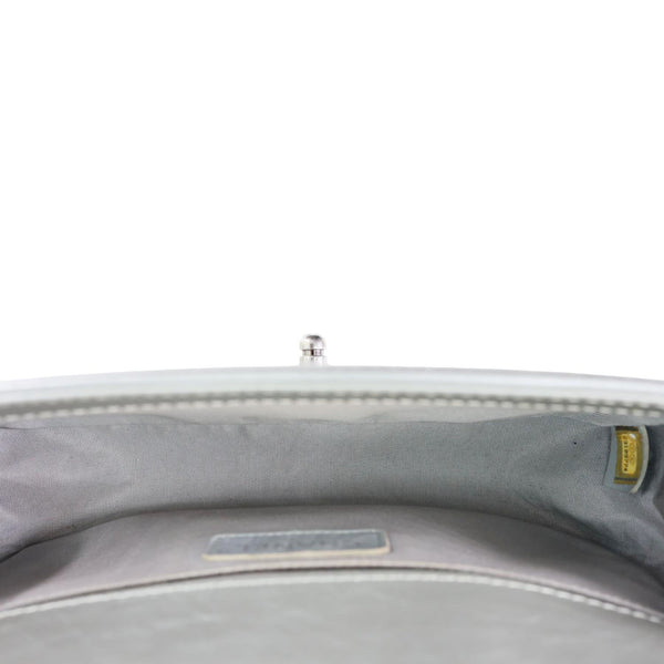 CHANEL Boy Flap Quilted Lambskin Leather Chain Around Top Handle Crossbody Bag Grey