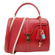 CELINE 16 Small Satinated Leather Top Handle Shoulder Bag Red
