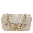 CHANEL Flap Extra Mini Python Leather Crossbody Bag Cream