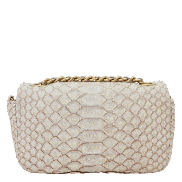 CHANEL Flap Extra Mini Python Leather Crossbody Bag Cream