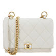 CHANEL Pearl CC Accordion Flap Quilted Calfskin Leather Shoulder Bag White
