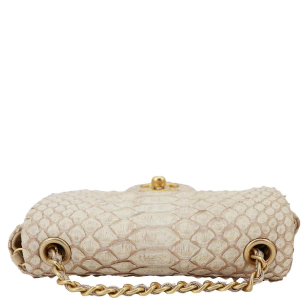CHANEL Flap Extra Mini Python Leather Crossbody Bag Cream