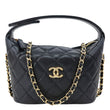 CHANEL CC Caviar Leather Clutch with Chain Hobo Bag Black