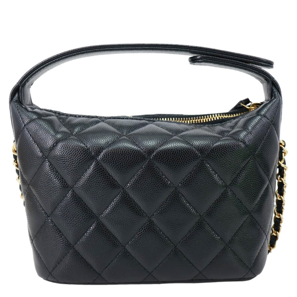 CHANEL CC Caviar Leather Clutch with Chain Hobo Bag Black