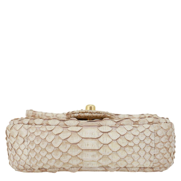 CHANEL Flap Extra Mini Python Leather Crossbody Bag Cream