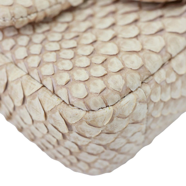 CHANEL Flap Extra Mini Python Leather Crossbody Bag Cream
