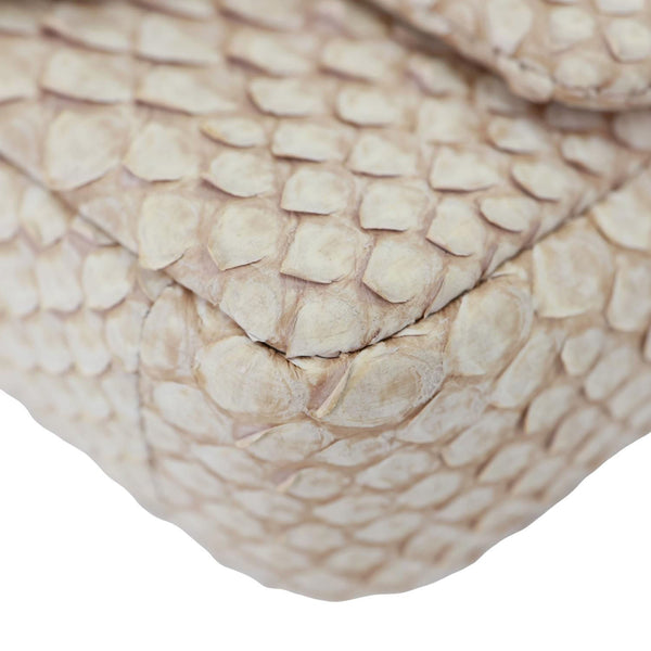CHANEL Flap Extra Mini Python Leather Crossbody Bag Cream