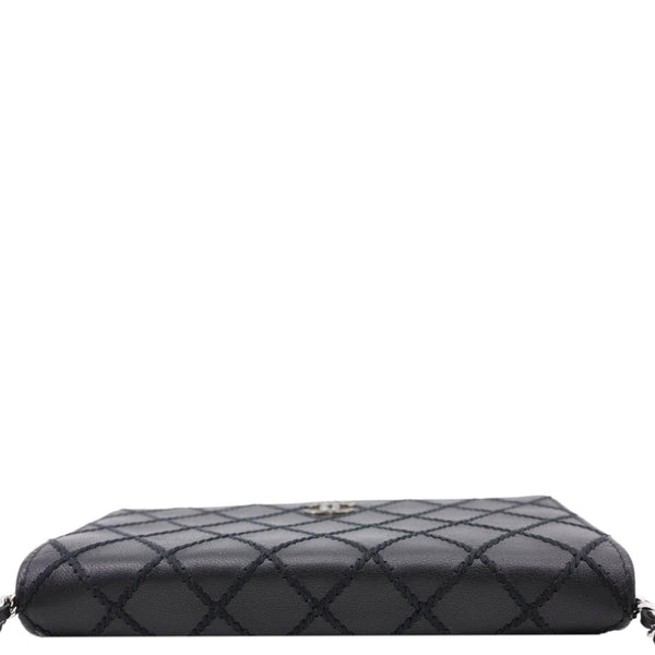 CHANEL Diamond Stitch Wallet On Chain Calfskin WOC Crossbody Bag Black