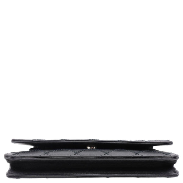 CHANEL Diamond Stitch Wallet On Chain Calfskin WOC Crossbody Bag Black