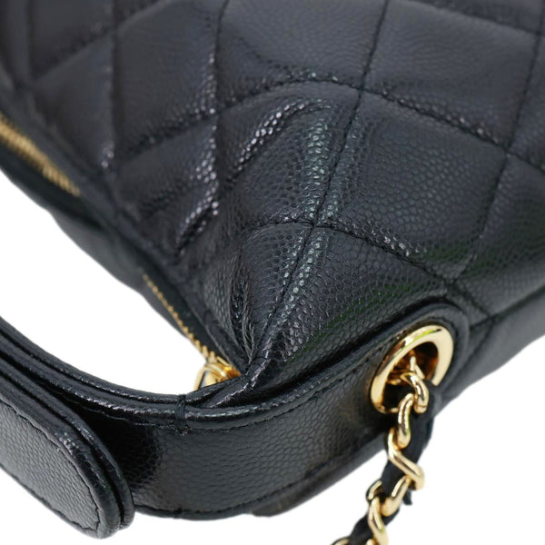 CHANEL CC Caviar Leather Clutch with Chain Hobo Bag Black