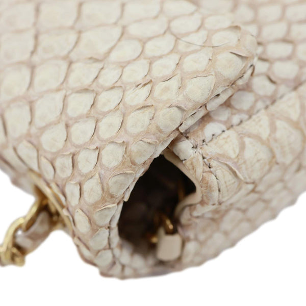 CHANEL Flap Extra Mini Python Leather Crossbody Bag Cream