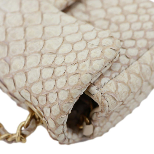 CHANEL Flap Extra Mini Python Leather Crossbody Bag Cream