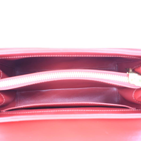 CELINE 16 Small Satinated Leather Top Handle Shoulder Bag Red