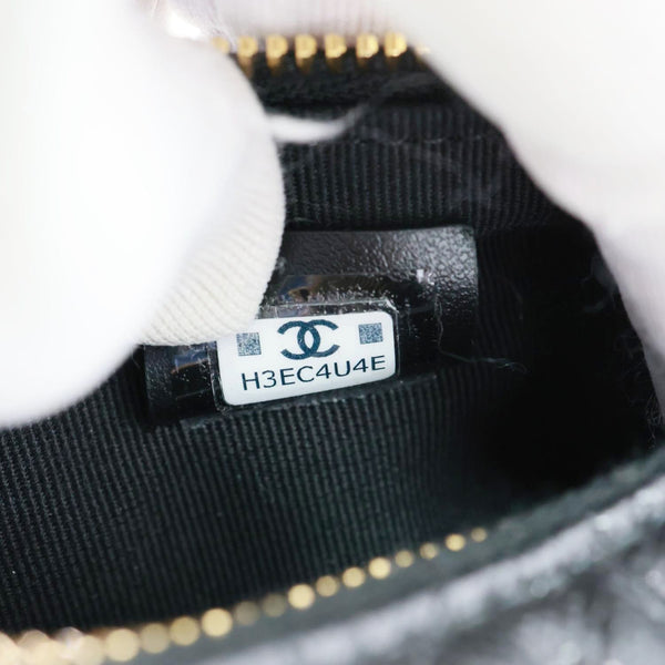 CHANEL CC Caviar Leather Clutch with Chain Hobo Bag Black