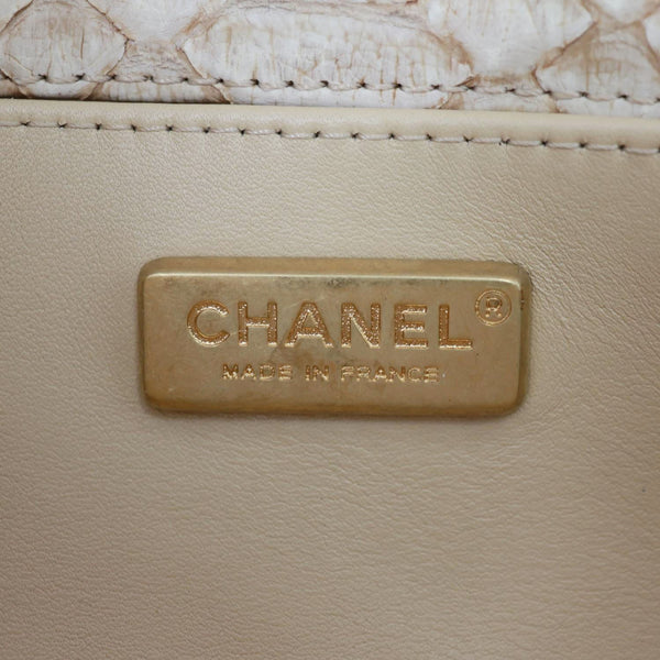 CHANEL Flap Extra Mini Python Leather Crossbody Bag Cream