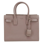 YVES SAINT LAURENT Sac de Jour Crocodile Embossed Leather Satchel Bag Blush Pink
