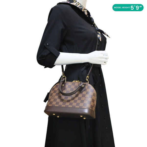 LOUIS VUITTON Alma BB Damier Ebene Crossbody Bag Brown