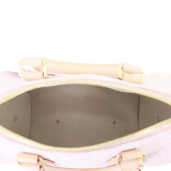 LOUIS VUITTON Speedy 20 Bandouliere Monogram Emblème Canvas Shoulder Bag Rose Ruban