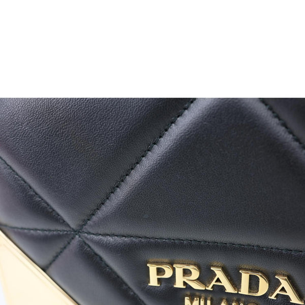 PRADA Quilted Nappa Stitched Leather Crossbody Bag Black