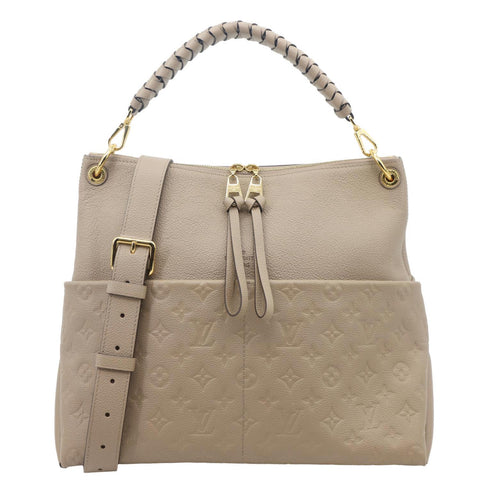 LOUIS VUITTON Maida Monogram Empreinte Leather Hobo Shoulder Bag Beige