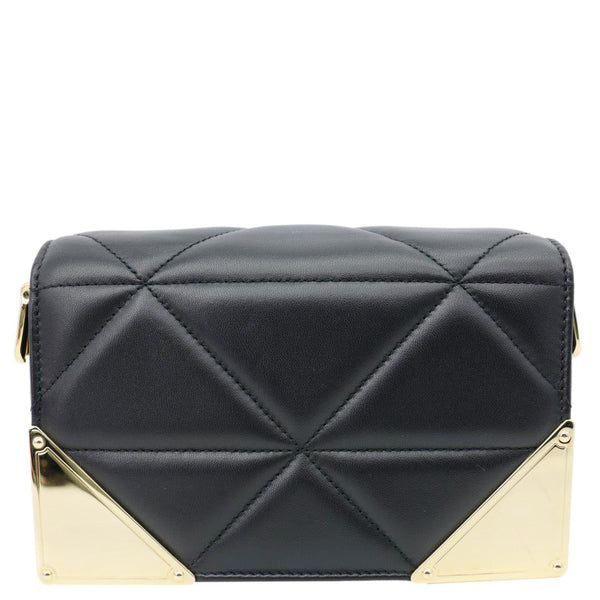 PRADA Quilted Nappa Stitched Leather Crossbody Bag Black
