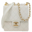 CHANEL Chic Pearls Flap Quilted Calfskin Leather Shoulder Bag White