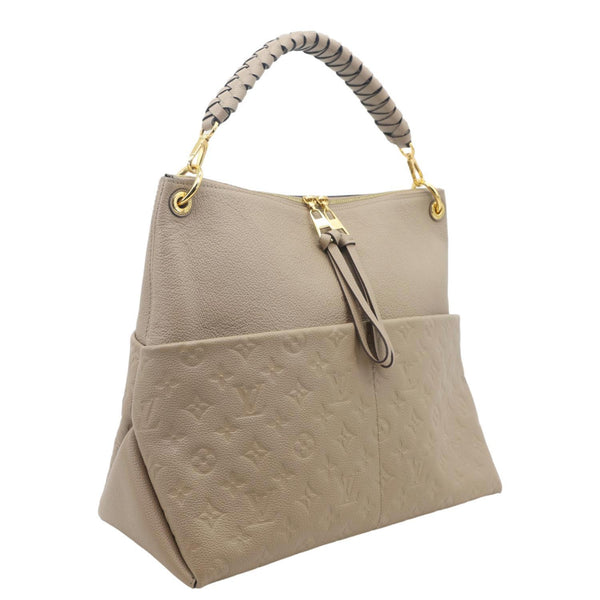 LOUIS VUITTON Maida Monogram Empreinte Leather Hobo Shoulder Bag Beige