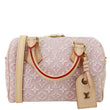 LOUIS VUITTON Speedy 20 Bandouliere Monogram Emblème Canvas Shoulder Bag Rose Ruban