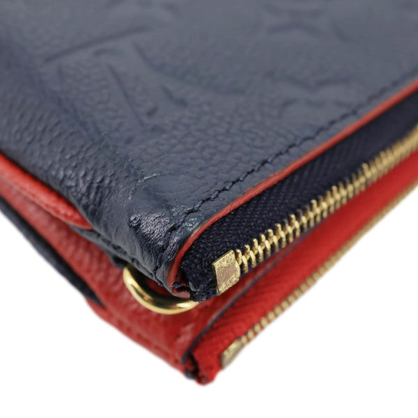 LOUIS VUITTON Double Zip Pochette Monogram Empreinte Crossbody Bag Navy Blue