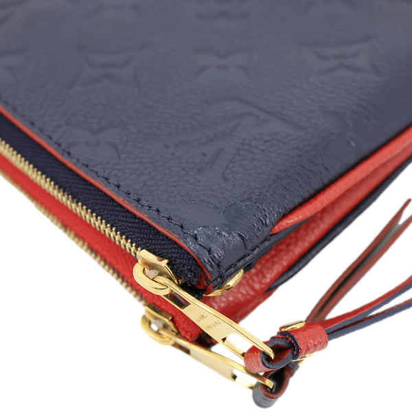 LOUIS VUITTON Double Zip Pochette Monogram Empreinte Crossbody Bag Navy Blue