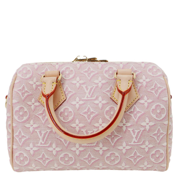 LOUIS VUITTON Speedy 20 Bandouliere Monogram Emblème Canvas Shoulder Bag Rose Ruban