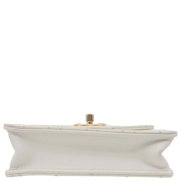 CHANEL Chic Pearls Flap Quilted Calfskin Leather Shoulder Bag White