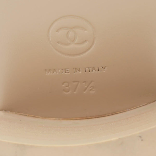 CHANEL Tweed Patent Leather Combat Boots Tan Size 37.5