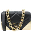 PRADA Quilted Nappa Stitched Leather Crossbody Bag Black