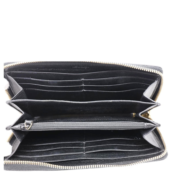 YVES SAINT LAURENT Belle De Jour Chevre Leather Zip Around Wallet Black