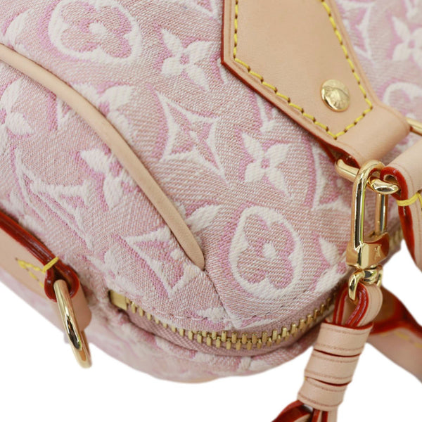 LOUIS VUITTON Speedy 20 Bandouliere Monogram Emblème Canvas Shoulder Bag Rose Ruban