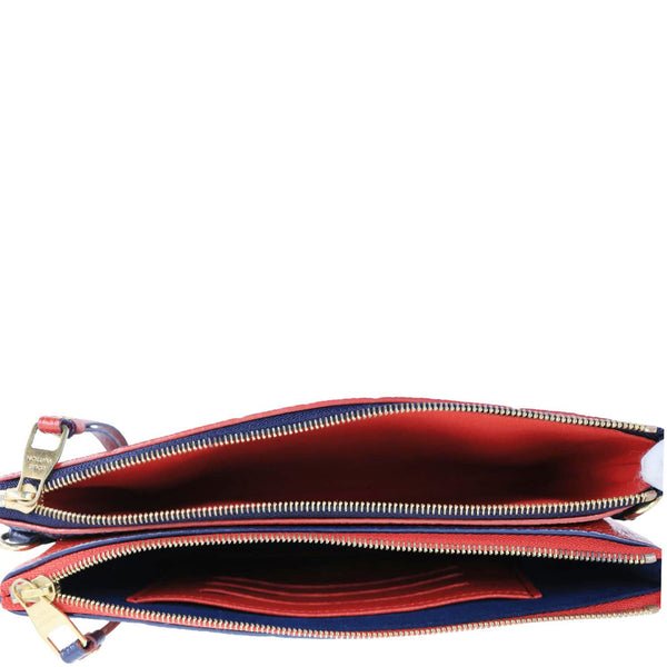LOUIS VUITTON Double Zip Pochette Monogram Empreinte Crossbody Bag Navy Blue