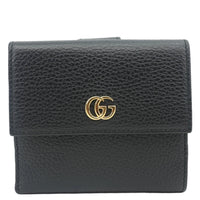 GUCCI GG Marmont Small Leather Bifold Wallet Black 456122