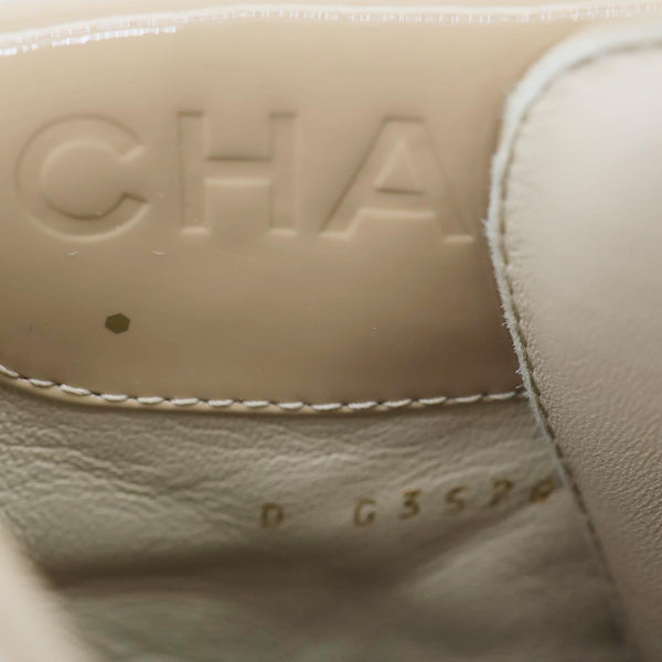 CHANEL Tweed Patent Leather Combat Boots Tan Size 37.5