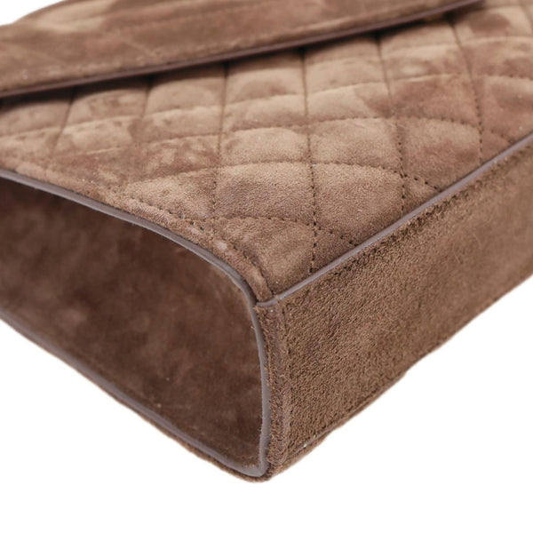 YVES SAINT LAURENT Envelope Medium Matelasse Suede Crossbody Bag Brown