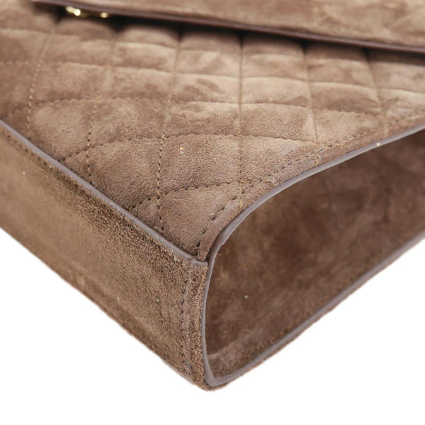 YVES SAINT LAURENT Envelope Medium Matelasse Suede Crossbody Bag Brown