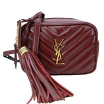 YVES SAINT LAURENT Lou Calfskin Leather Crossbody Belt Bag Burgundy