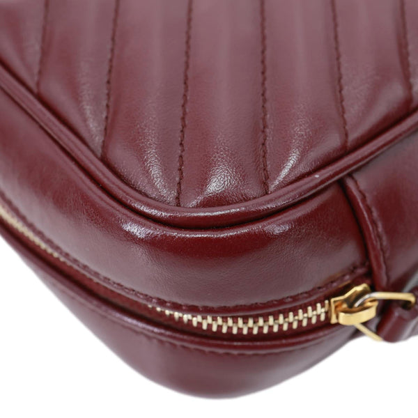 YVES SAINT LAURENT Lou Calfskin Leather Crossbody Belt Bag Burgundy