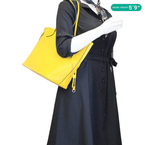 LOUIS VUITTON Neverfull MM Epi Leather Shoulder Bag Yellow