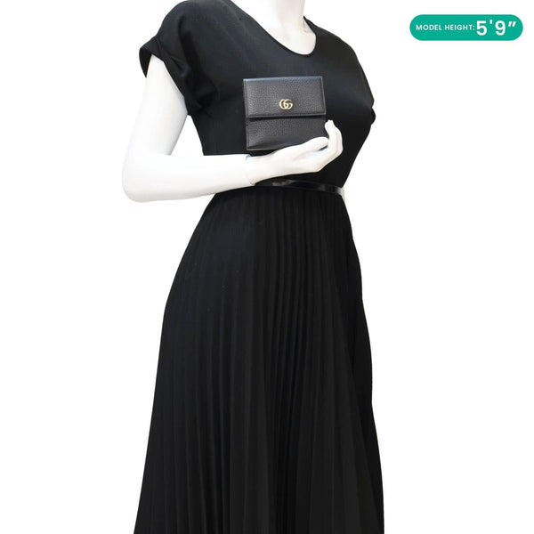 GUCCI GG Marmont Small Leather Bifold Wallet Black 456122