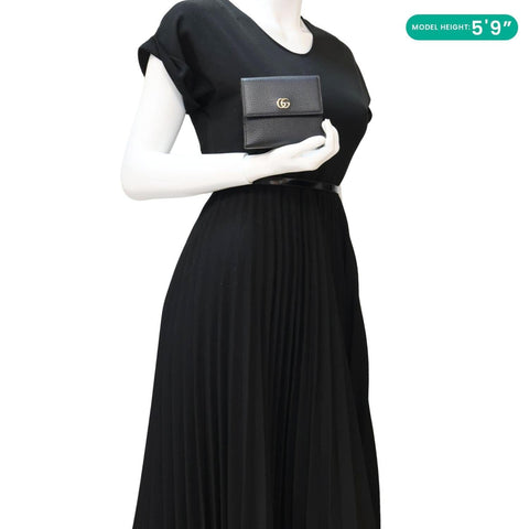 GUCCI GG Marmont Small Leather Bifold Wallet Black 456122