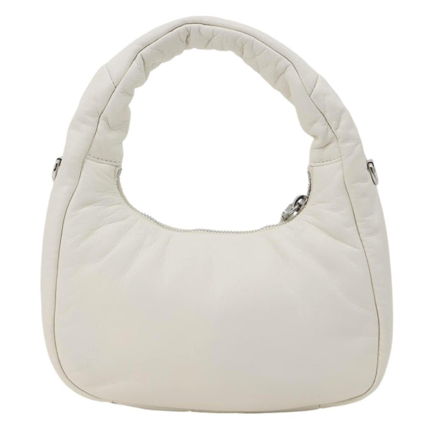 PRADA Padded Nappa Leather Hobo Bag White